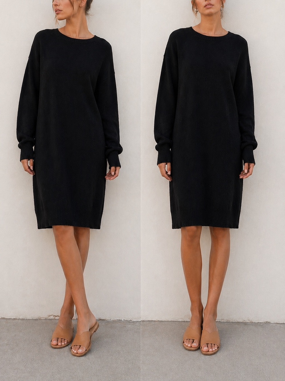 Vintage 80s Black Sweater Dress